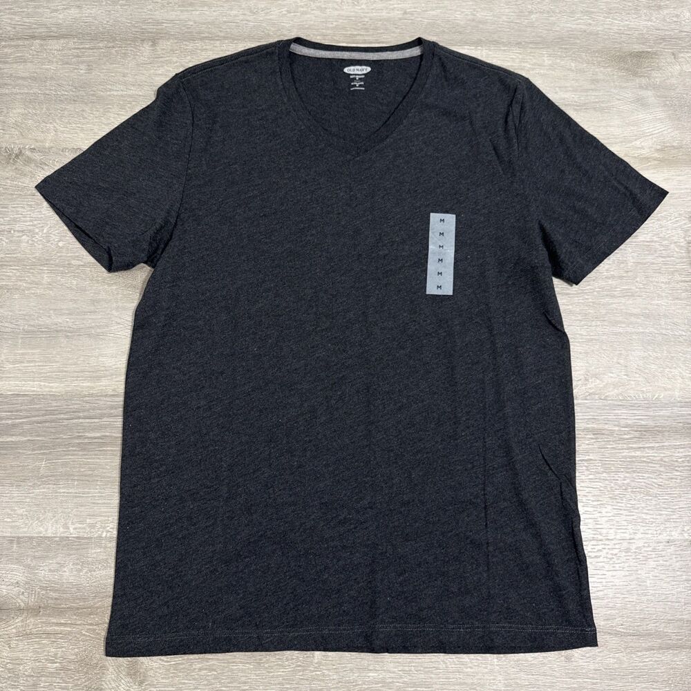 Old Navy Shirt Men’s Gray Medium Soft Washed V Neck Cotton Blend Tee NWOT